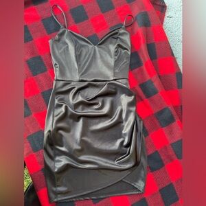 Chic Black Windsor Satin Mini Dress